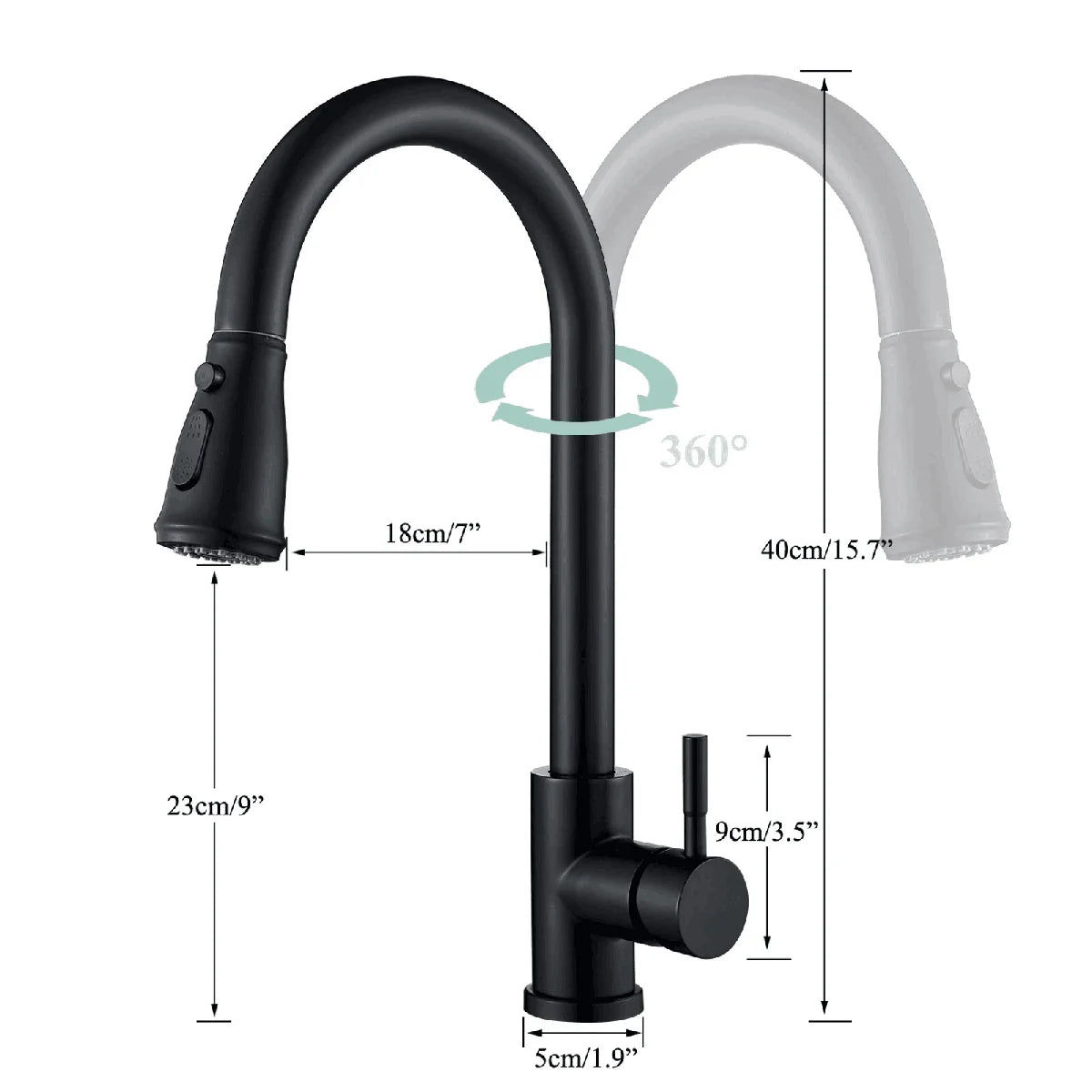 Kitchen Faucets with Pull Down Sprayer, Leak-Proof Stainless Steel Lead-Free Single Handle 1 Hole for Family Kitchen Commercial Camper Laundry Rv Bar Black Bar Sink Faucet 8-PH2203Z-666