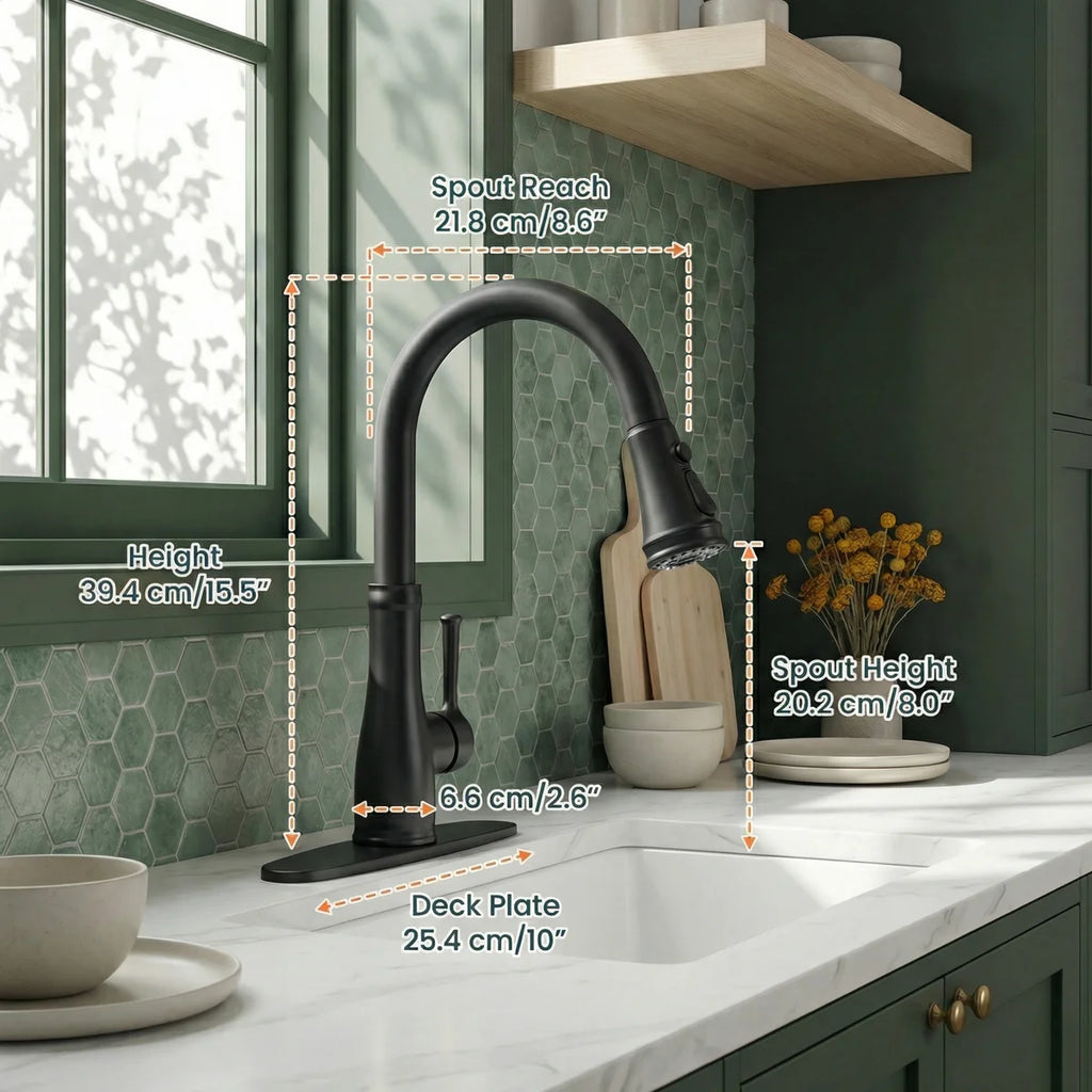 Vintage Kitchen Faucet With Pull Down Sprayer – 3-in-1 Modes (stream/spray/sweep), Tool-free Diy Install, 360° Swivel & 20" Hose – Matte Black Finish For Bar, Rv, Farmhouse & Prep Sink (1 Or 3 Hole) WWF1KF008MB